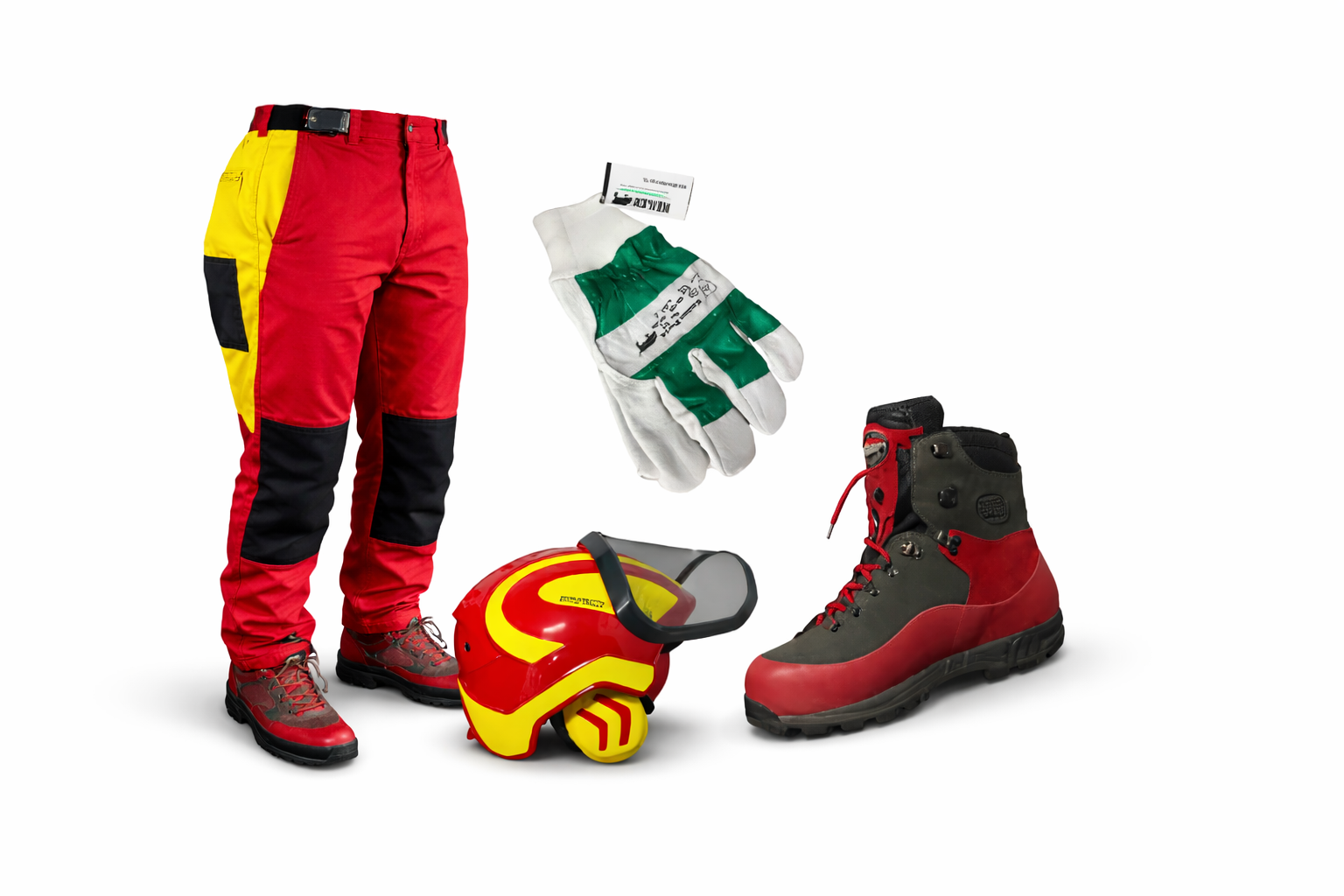 Zaštitna oprema za šumarstvo, sjekačke hlače, rukavice, protos kaciga i čizme